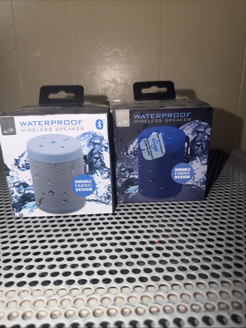 Waterproof Wireless Fabric Bluetooth Speakers Blue and Gray